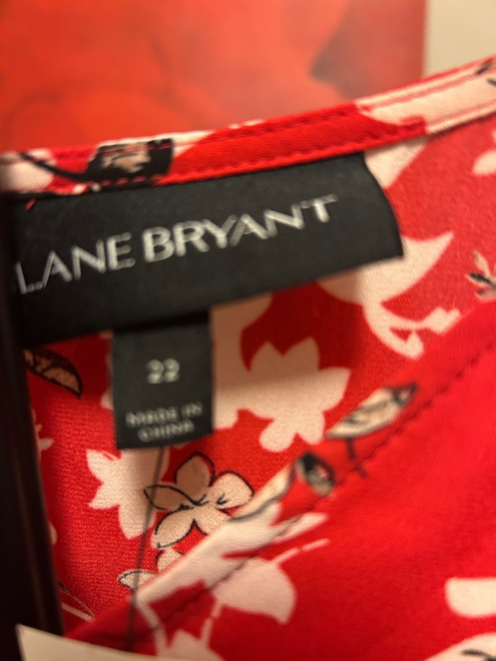 Lane Bryant Red Floral Short Sleeve Jumpsuit with Tie Waist - Picture 3 of 5